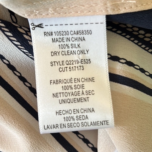 Equipment Henri Silk Striped Button Down Blouse in Bright White & Nude Multi - S - Picture 13 of 14